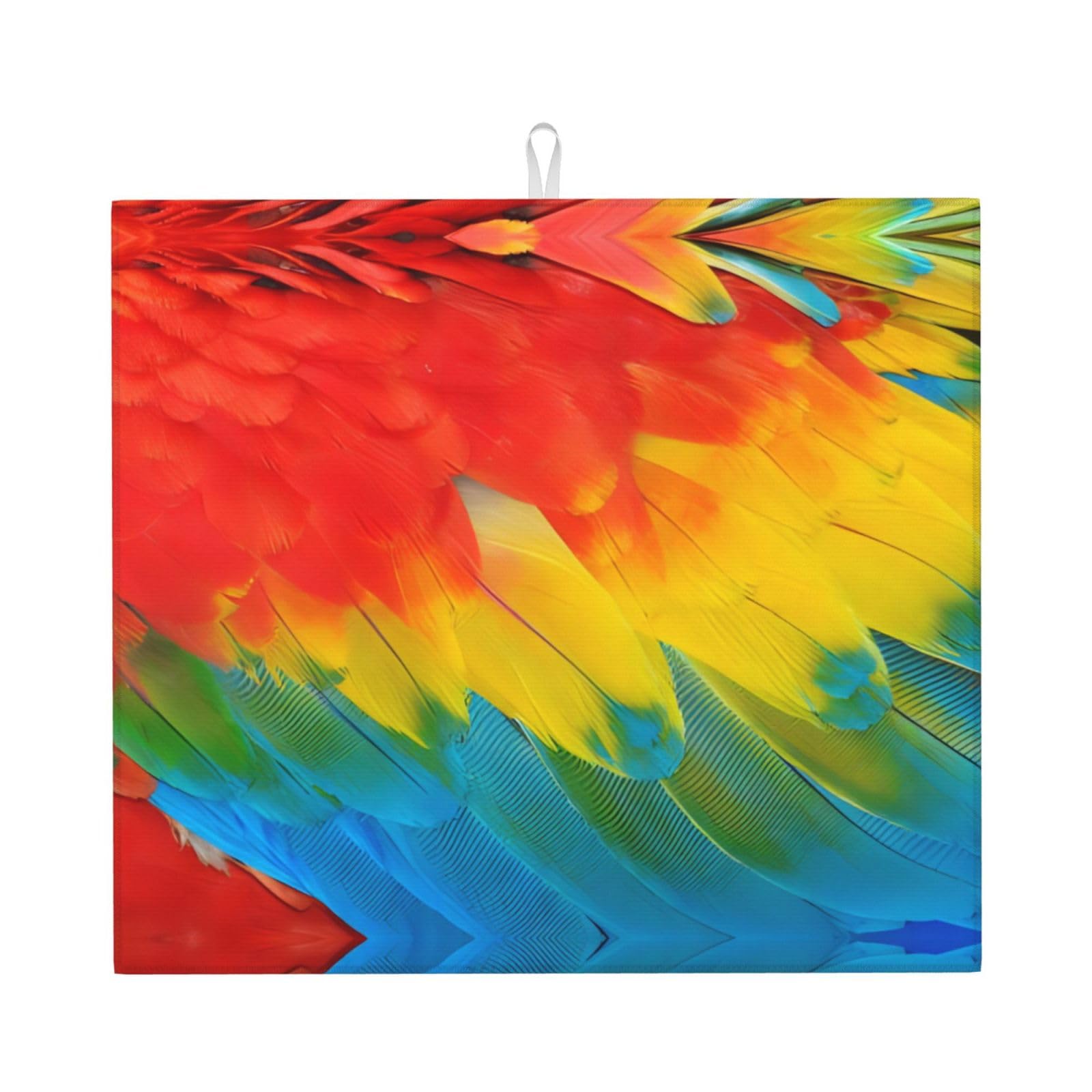 Yyhwhjde Black Fantastic Parrot Feather Prints Kitchen Drying Mat – Absorbent Dish Throw For Countertop, Non-Slip Layer With Vibrant Prints, Ideal For Housewarming