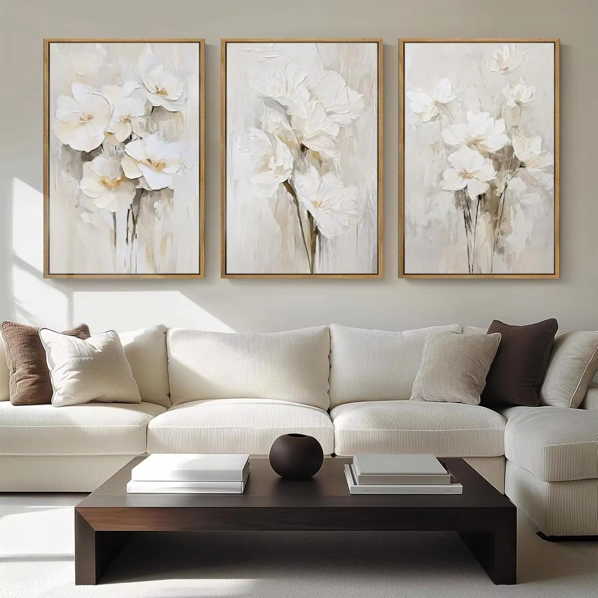 DFZEWKI Abstract White Floral Poster Canvas Printing, Wall Art Luxury Living Room Bedroom, Office, Corridor Painting(70x100cm(28x39in) x3/No frame)