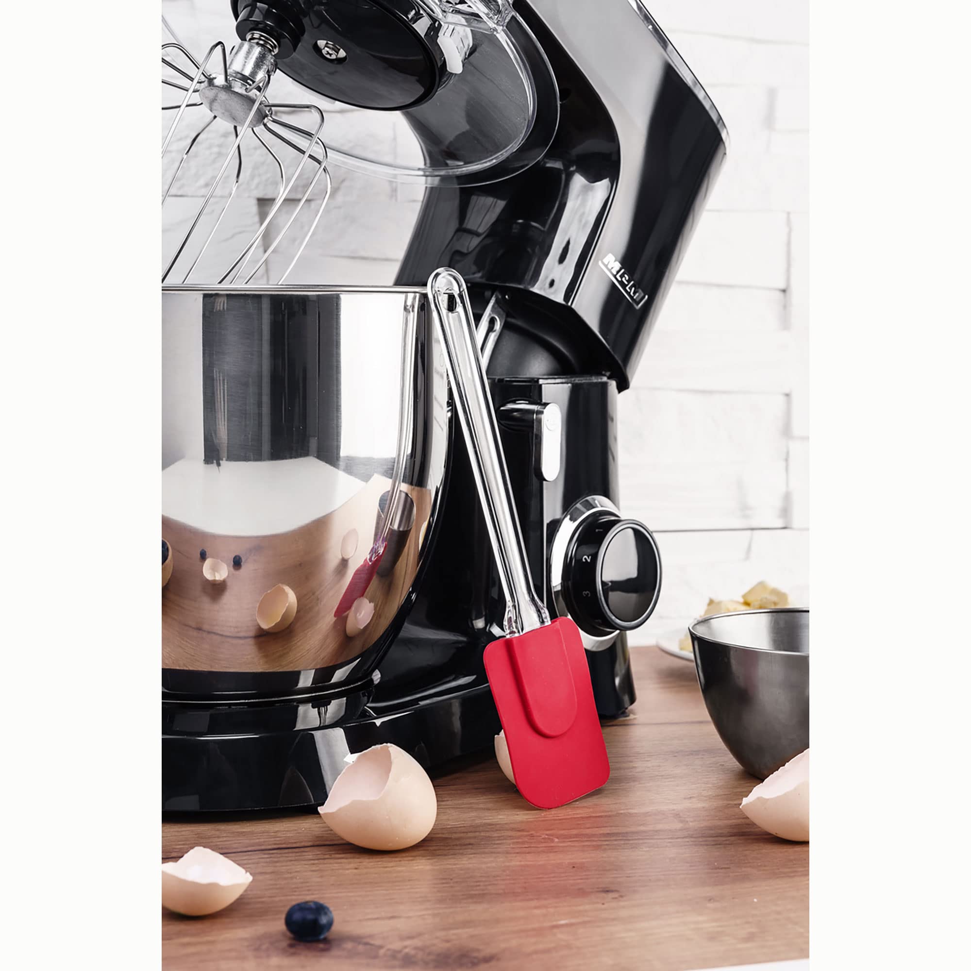 MPM Batidora Amasadora Repostería Profesional Robot Cocina Orbital 2200W Máx. 6,5L Bol Acero Inox, 6 Velocidades + Función Pulso, Sistema Planetario, 3 Accesorios+ Báscula, MRK-19B