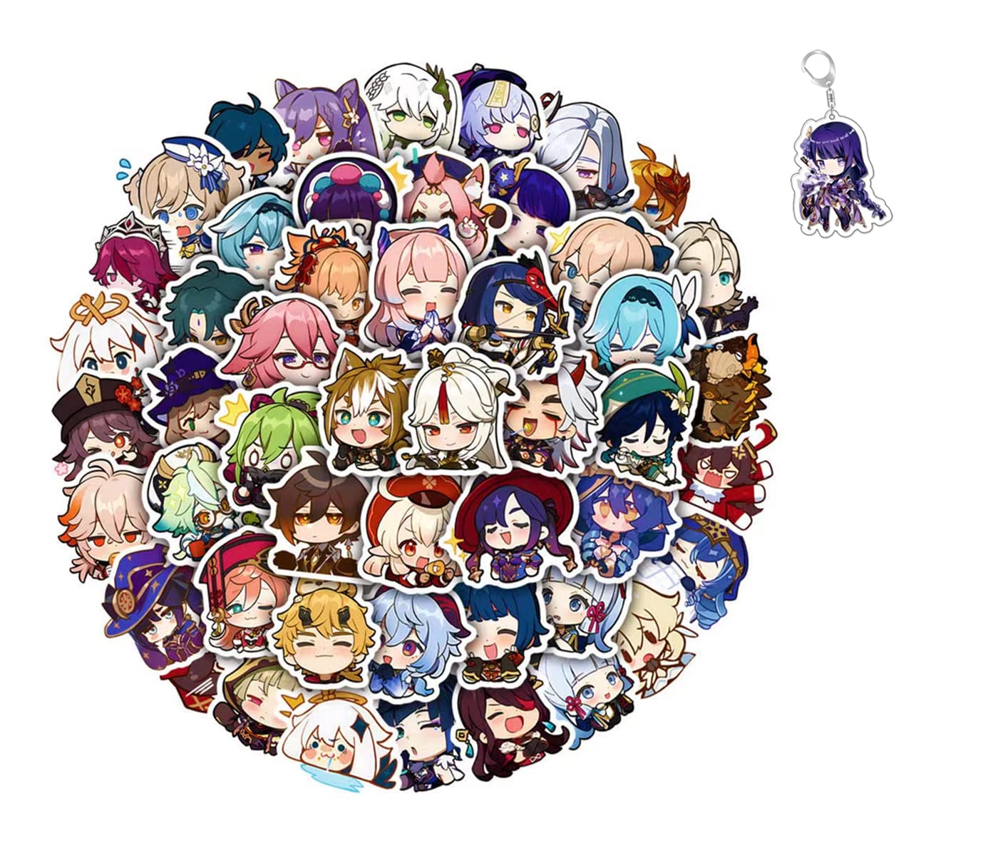 Anime Stickers Set 50pcs/60pcs/64pcs Cute Stickers for Water Bottles Anime Merch, Free Keychain (Set 3 (50 pcs))