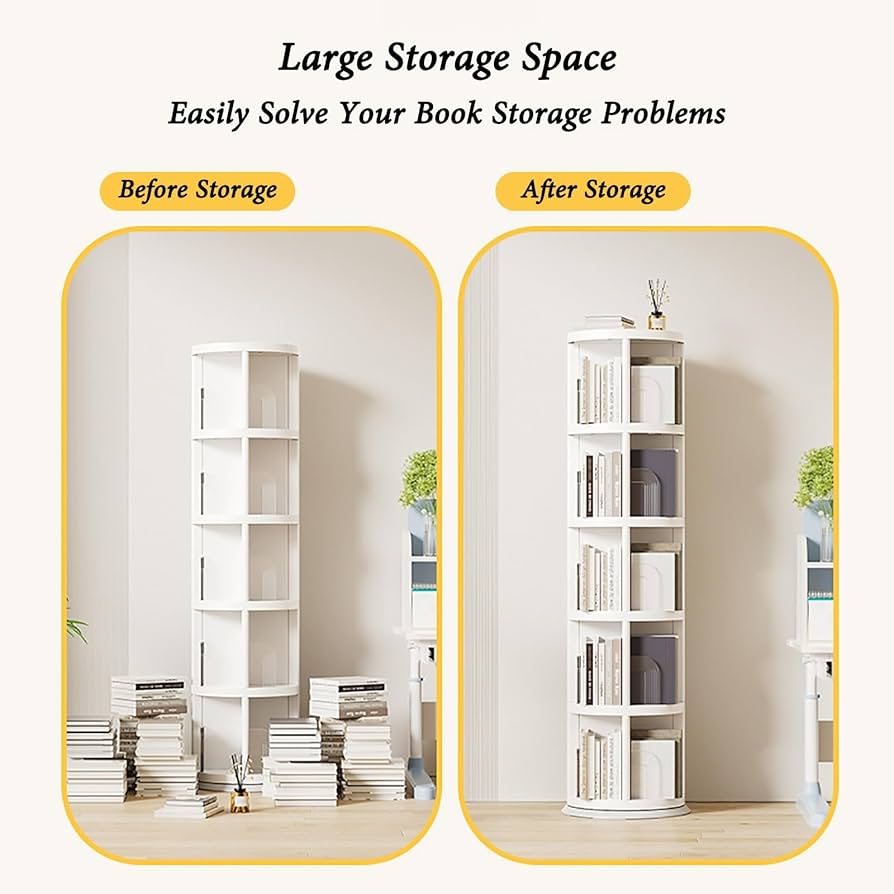 回転式本棚(白) 回転式本棚 キャスター付き本棚 360° コミックラック 本収納