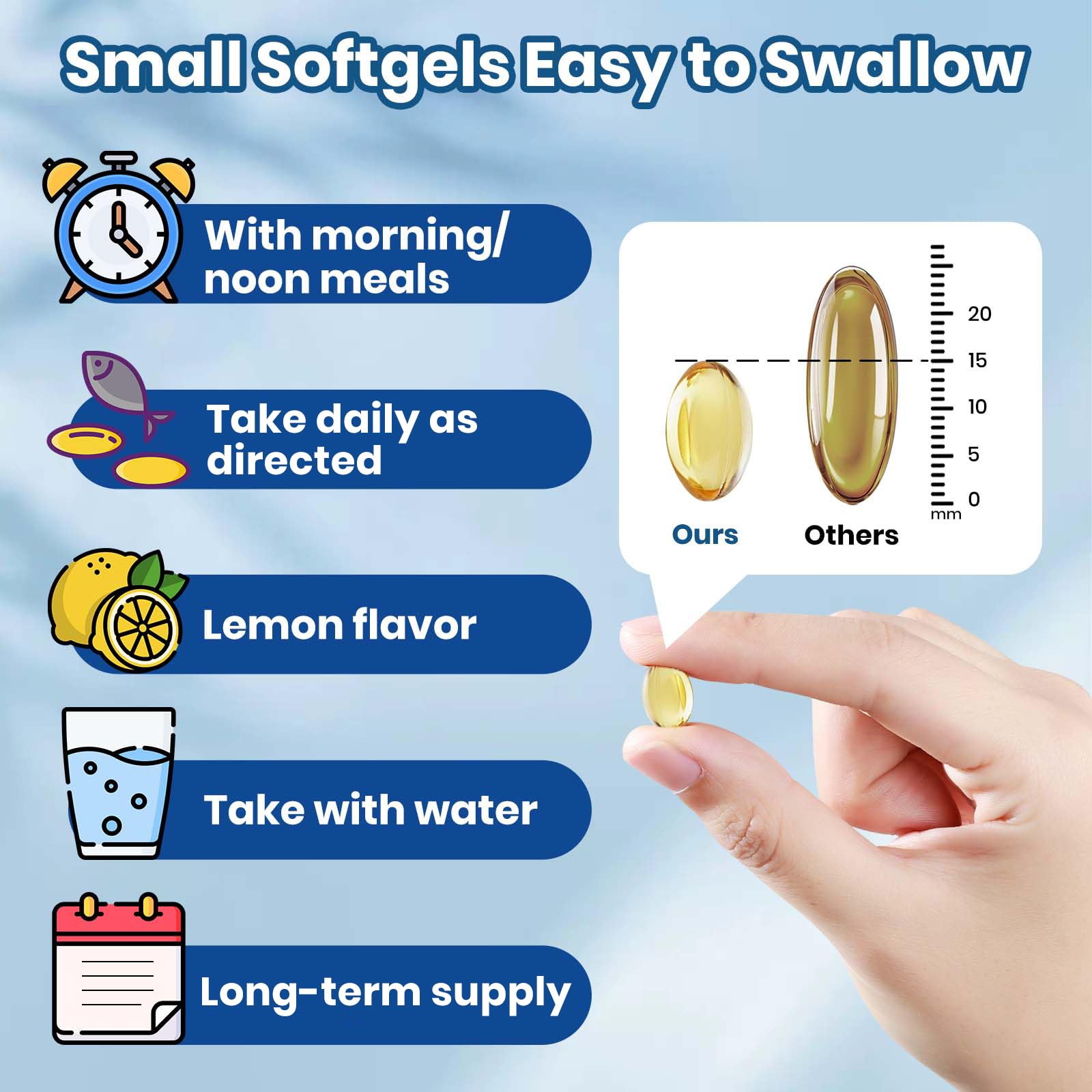 Omega 3 Fish Oil with Vitamin D3 K2 – 300 Lemon Flavored Burpless Softgels | Fish Oil Omega 3 Supplements Support Heart, Brain, Eyes & Immune Health | Gluten-Free, Non-GMO