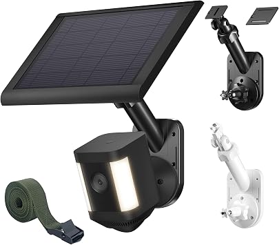 Wall Mount for Cameras and Solar Panels, 2-in-1 Mount for Ring, Blink, Eufy, Arlo, Wyze, etc Solar Panel and Cam, with Ring Stick Up Cam/Spotlight Cam/Plus/ProBattery, Adjustable Angle Black