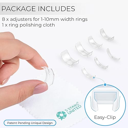 Miniatura 2 de 5 STARS UNITED Medidores de anillos para anillos sueltos, paquete de 8 ajustadores de tamaño de anillo de fácil clip para anchos de banda de 0.394 a