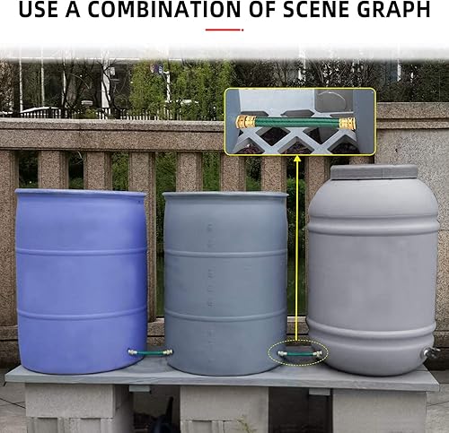 Miniatura 8 de WADEO Kit de conector de barril de lluvia, paquete de 2, kit de enlace de barril de lluvia con dos mangueras de 12 pulgadas y cuatro accesorios de