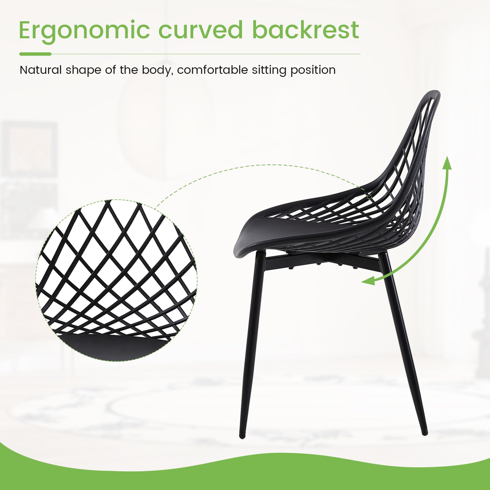 Set di 2 sedie da giardino in metallo, set da 2 sedie da bistrot per esterni, ergonomiche, adatte per interni ed esterni, colore: nero, 2 sedie + 1 tavolino da caffè