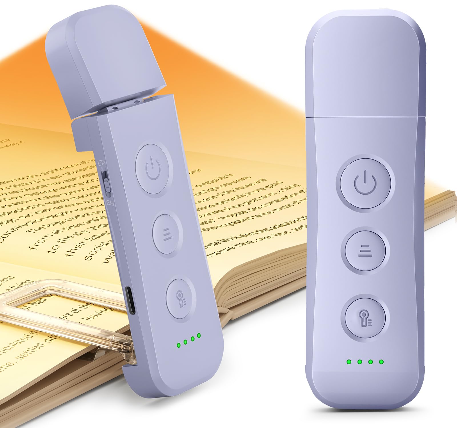 Glocusent Violet Upgraded 12 Led Book Light, 200H Runtime Reading Light With 5 Colors & 5 Brightness, Portable Reading Lights For Books In Bed, Usb-C Rechargeable, Travel Lock (Violet)