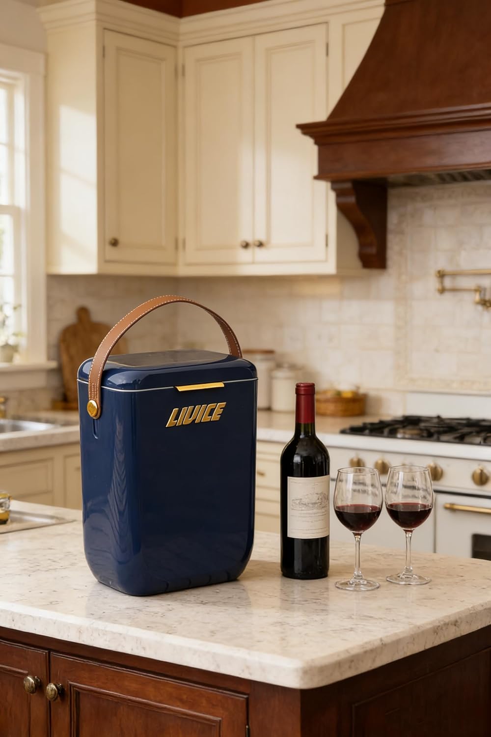 12QT Insulated Cooler with Ice Block, Portable Hard Cooler Small Ice Chest for Camping Picnic, 4 Wine Bottle Carrier Great Gift for Wine Lovers