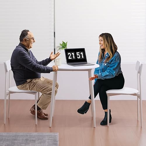 Miniatura 7 de walsport Juego de mesa de comedor redonda para 2, mesa de madera con marco de metal fuerte, comedor moderno con sillas para cocina, color blanco