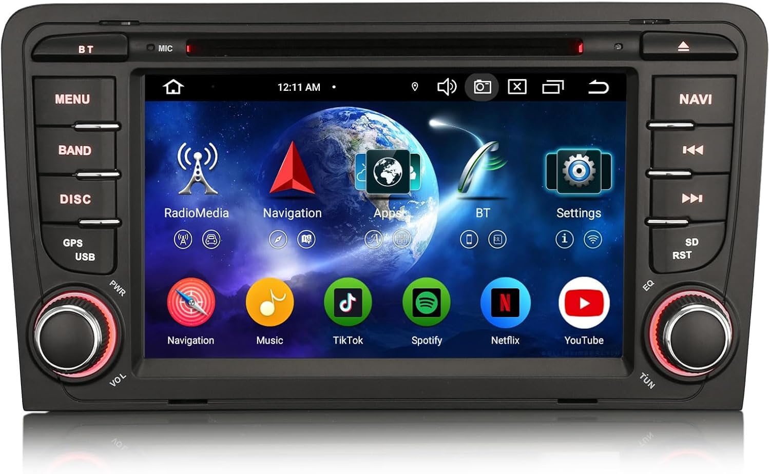 Erisin Android 16 8-Core 4GB+64GB DVD Autoradio per AUDI A3 S3 RS3 RNSE-PU 7" IPS Schermo Tattile Supporto Navigatore GPS Supporto CarPlay Android Auto DAB+ Bluetooth 5.0 DSP WiFi Canbus SWC OBD2 4G