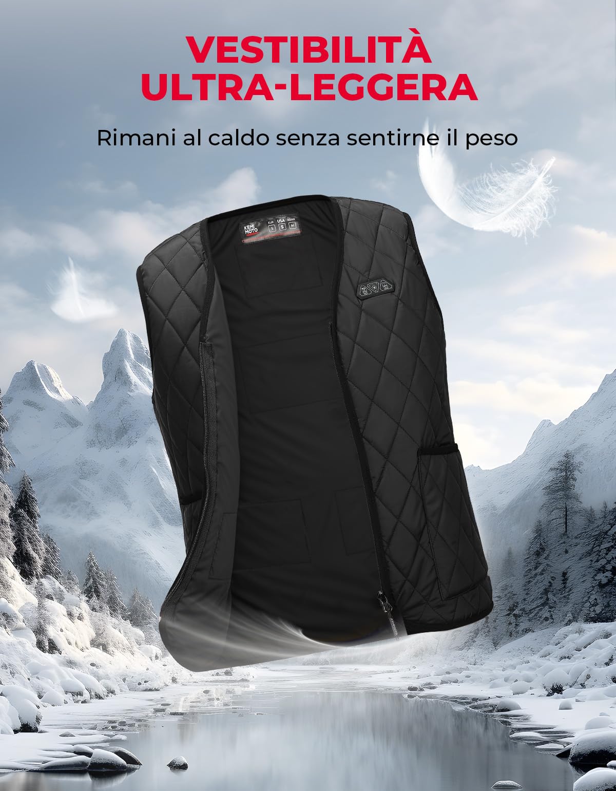 KEMIMOTO Gilet Riscaldato Donna, Elettrico Gilet Riscaldato con 8 Elementi Riscaldanti, USB Giubbotti Riscaldati con 3 Temperature per Lavoro Sci Escursionismo Caccia Moto (Senza Batteria)
