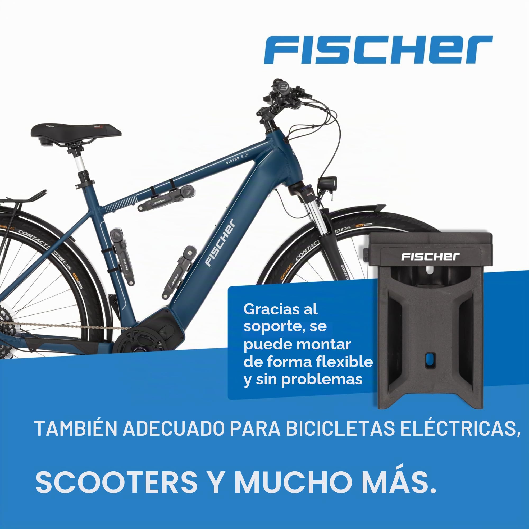Fischer - Candado plegable (incluye soporte y 2 llaves de seguridad)