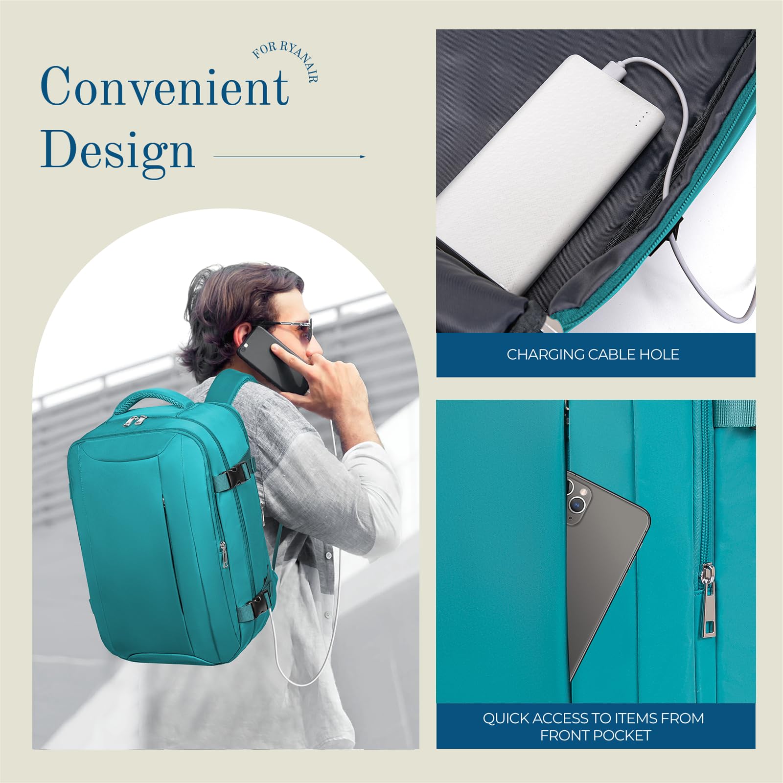 Zaino per Ryanair 40x20x25 Zaino da Viaggio Aereo Bagaglio a Mano Borsa da Cabina Borse Valigia Zaini Casual Unisex per Wizz Air EasyJet Laptop Daypack