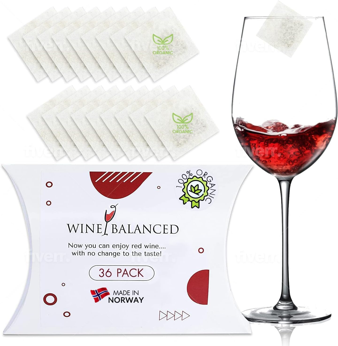 Norway's Secret! Organic Wine Filter! | No More Wine Drops or Wands! Sulfite and Histamines Remover (36 Pack) - All Natural Purifier Filters Stops Red Wine Headaches & Hangover