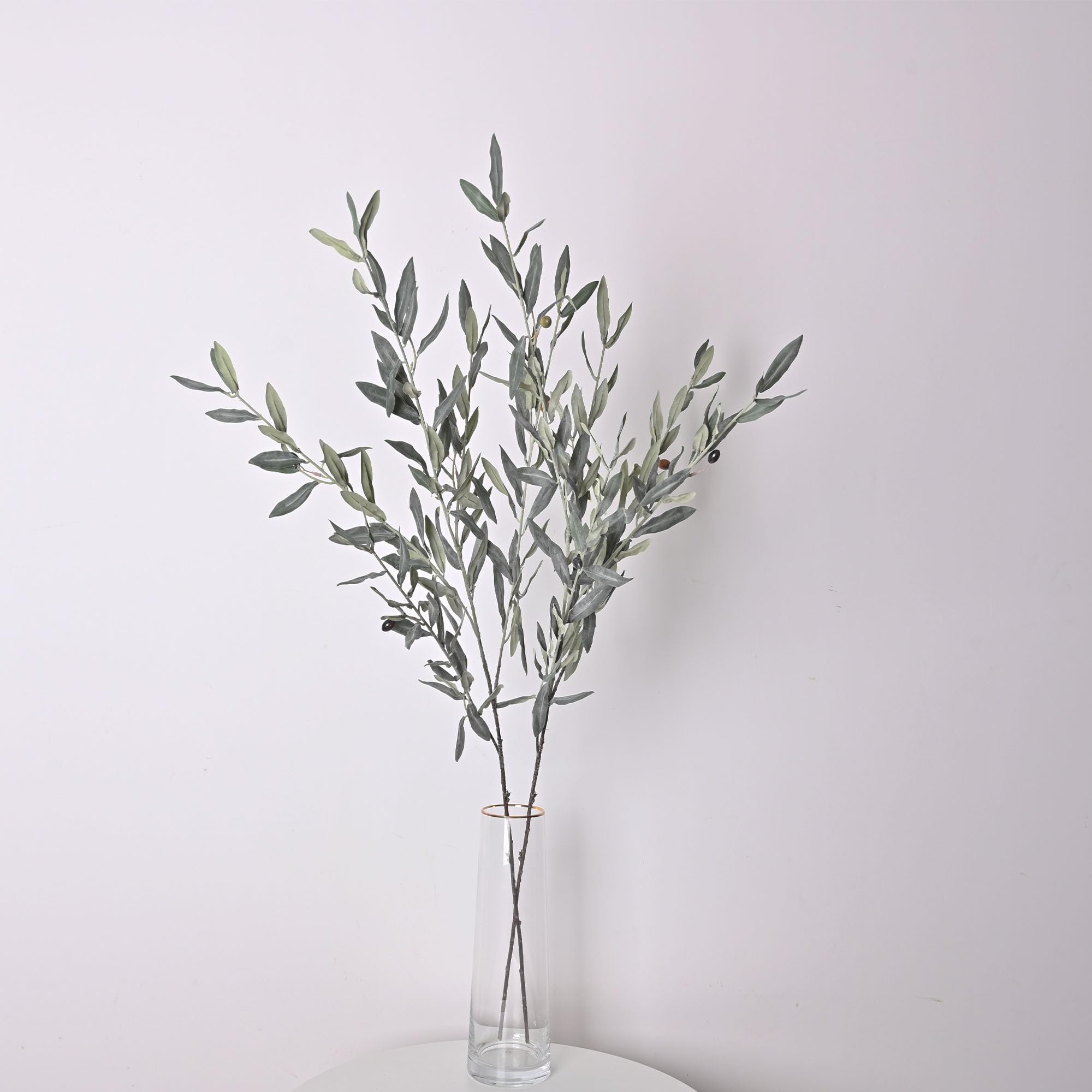 2pcs 44" Tall Artificial Olive Branches for Vase Olive Tree Branches Faux Olive Leaves Stems Faux Greenery Decor for Big Vases Basket Home Wedding