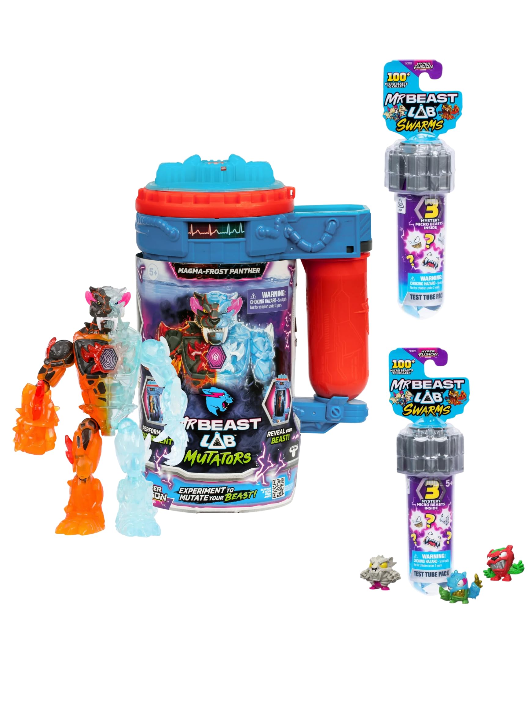 Mr. Beast Lab 6.5 Inch Collector Mystery Color Articulating Action Figure in Signature Briefcase with Bonus Mr. Beast Lab Swarms Test Tube 2 Pack