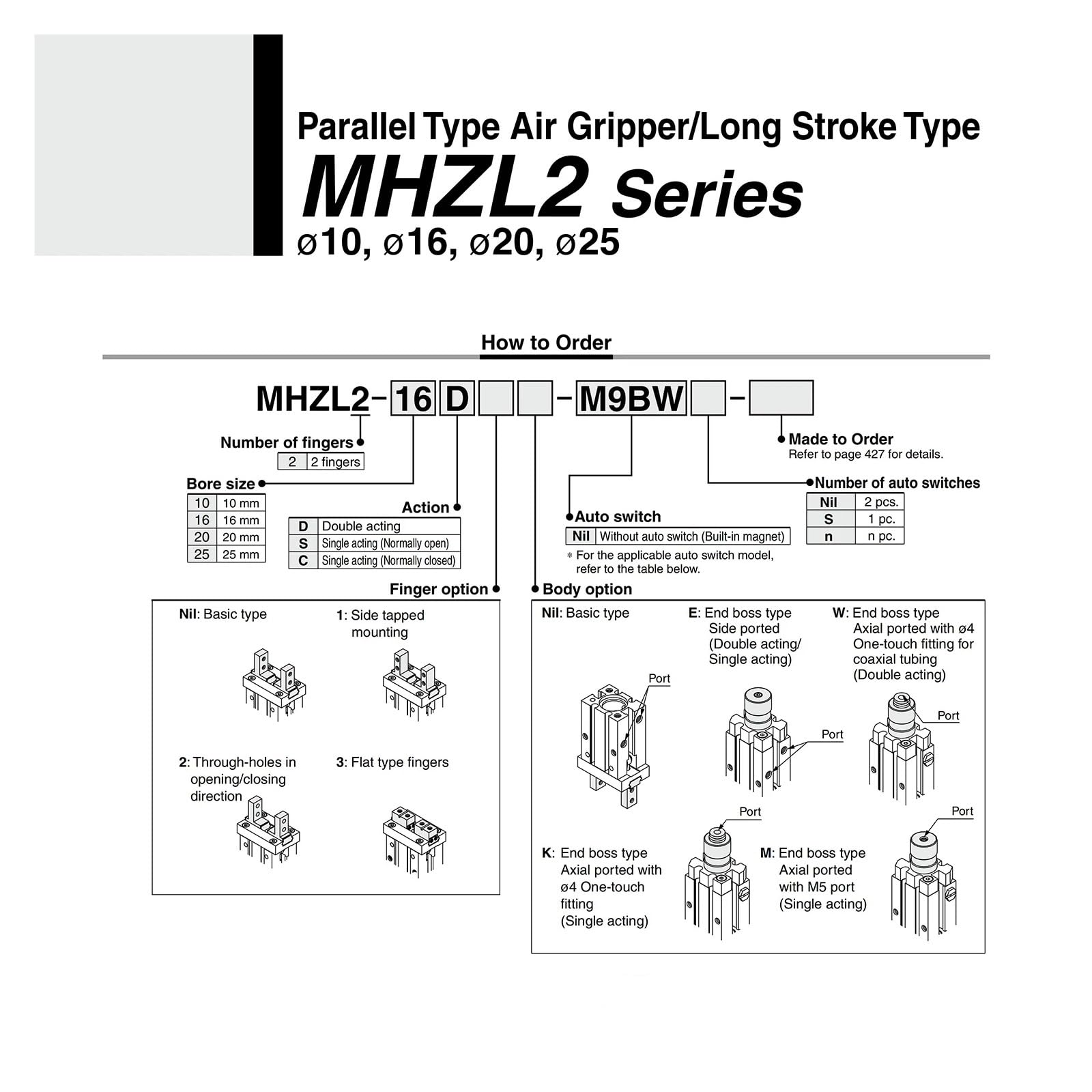 1 Uds. Pinza de Aire de Tipo Paralelo Serie MHZL2/carrera Larga Tipo 2 Dedos diámetro 10/16/20/25mm Carrera de Apertura/Cierre 8/12/18/22mm(MHZL2-S)