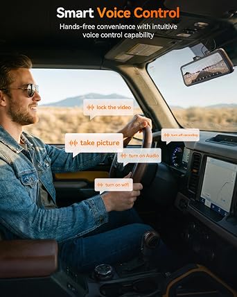 WOLFBOX G900 PRO Mirror Dash Cam with 8MP STARVIS IMX678, 12 inches Rear View Mirror Camera with Front 4K and Rear 2.5K, Included 128GB Card, Voice Control, 5.8GHz WiFi, Loop Recording, G-Sensor & GPS | 128GB Card Included,12 inches Rear View Mirror Camera with Voice Control, 5.8GHz WiFi, Loop Recording, G-Sensor & GPS
