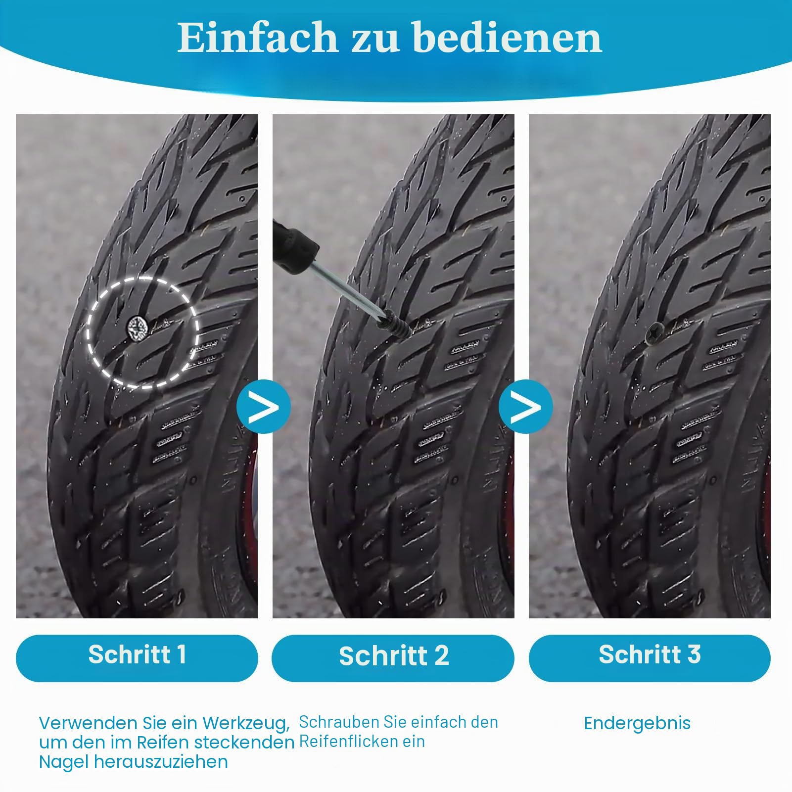 Reifenreparaturset Auto,36 Stück Vakuum Reifen Reparatur Nagel 3 Größen Reifenreparatur-Gumminagel mit Schraubendreher Reifen Reparaturset für Auto Motorrad Fahrrad
