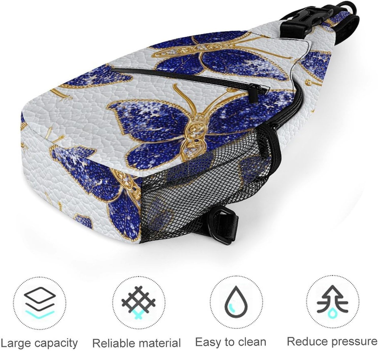 Diamond Butterfly Sling Crossbody Bag Lightweight Chest Shoulder Backpack for Outdoor Sports