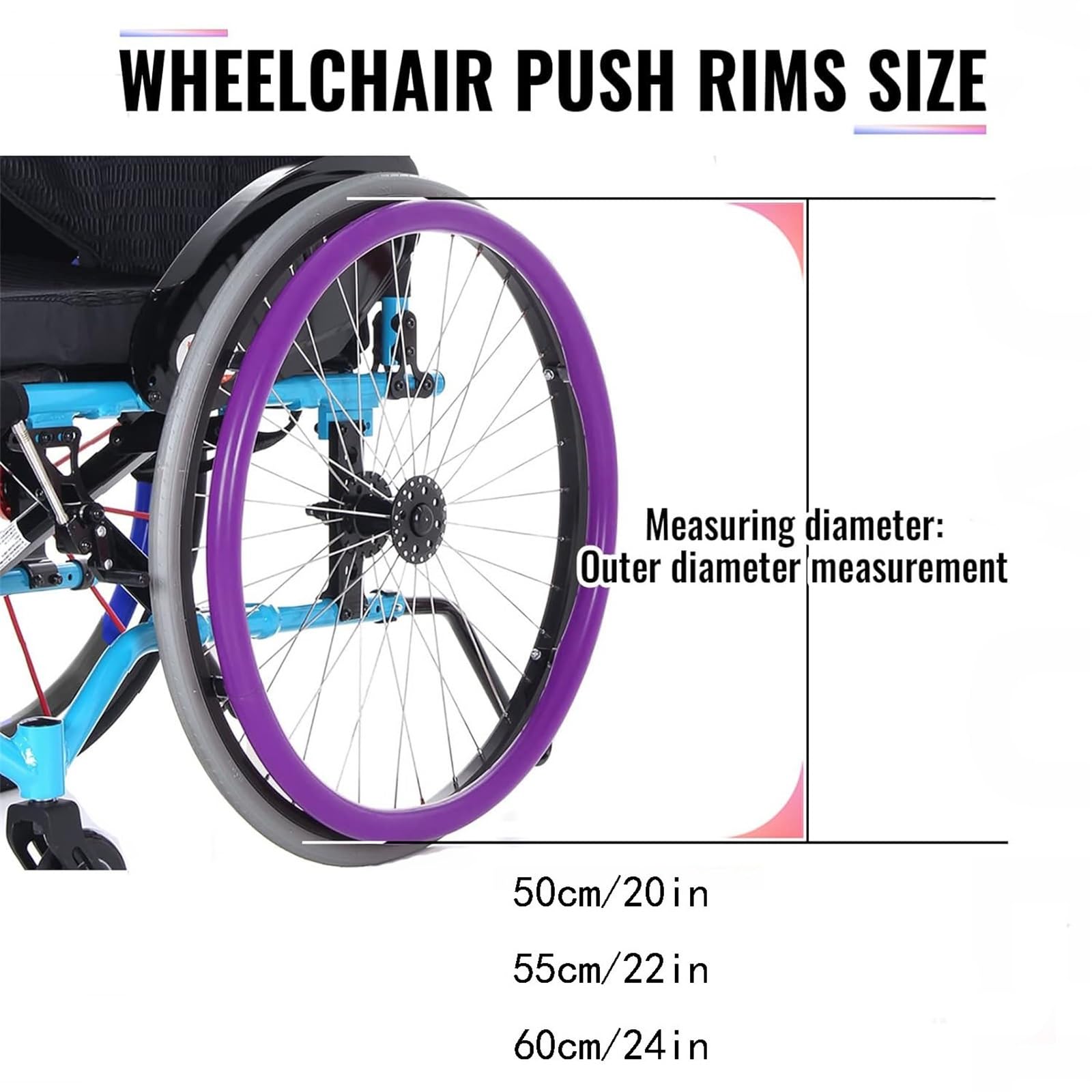 Cubiertas de silicona resistentes al desgaste para llantas de silla de ruedas de 20, 22 y 24 pulgadas, agarres antideslizantes para ruedas traseras, funda protectora para empujar manualmente, para cua