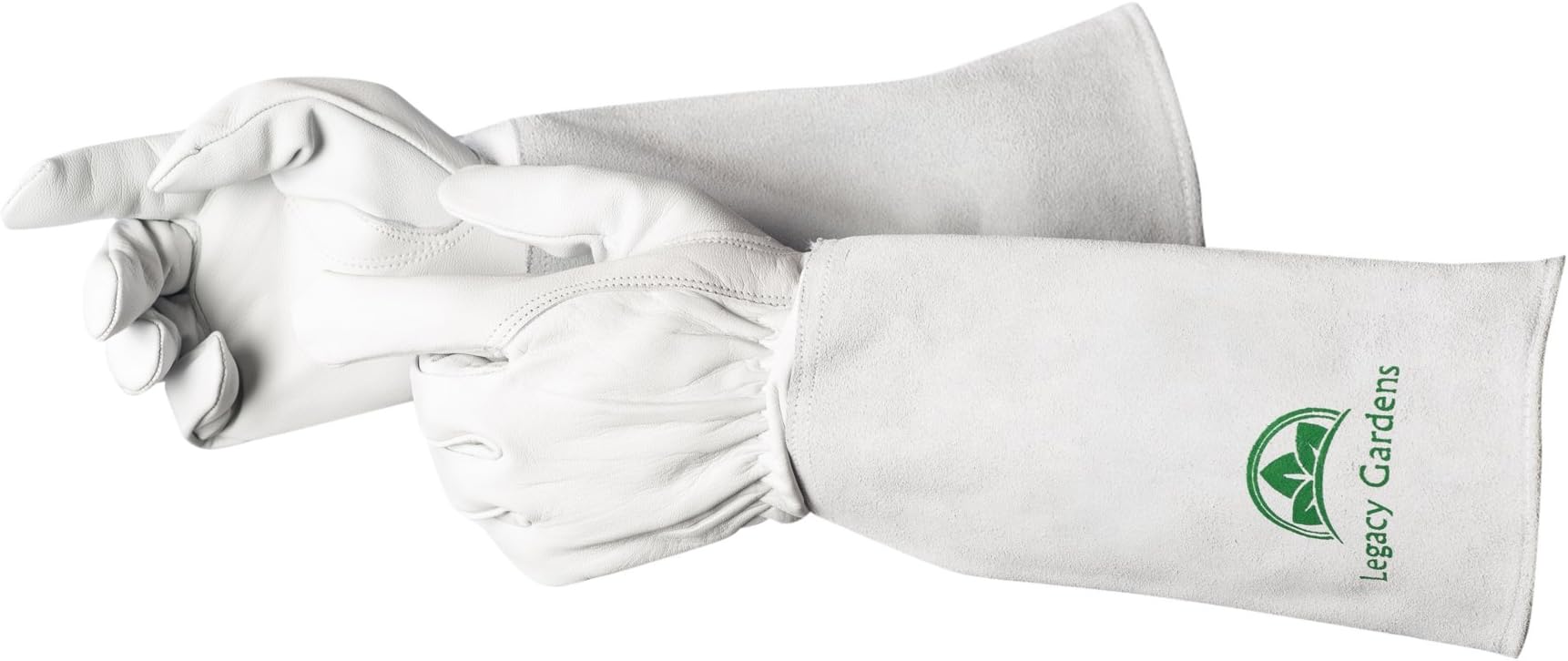 Legacy Gardens Leather Gardening Gloves for Women and Men| Thorn and Cut Proof Garden Work Gloves with Long Heavy-Duty Gauntlet | Suitable For Thorny Bushes Cacti Rose Pruning Landscaping Work- Large