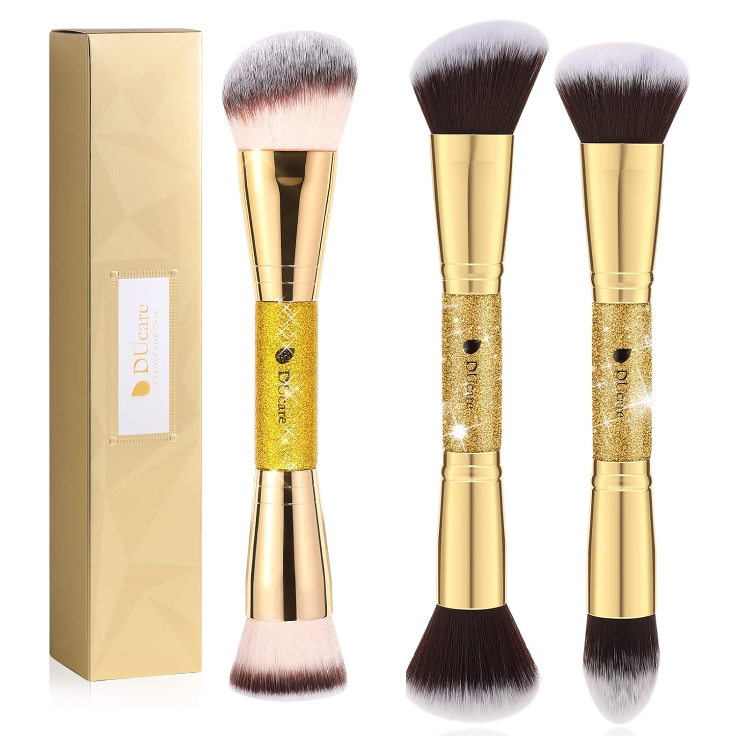 DUcare Makeup Brushes Duo End Foundation Powder Buffer and Contour Synthetic Cosmetic Tools