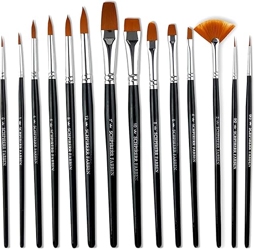 Miniatura 7 de SCHPIRERR FARBEN - Juego de pinceles redondos de 10 piezas, pinceles grandes y pequeños para pintura acrílica, gouache, acuarela, óleo y témpera,