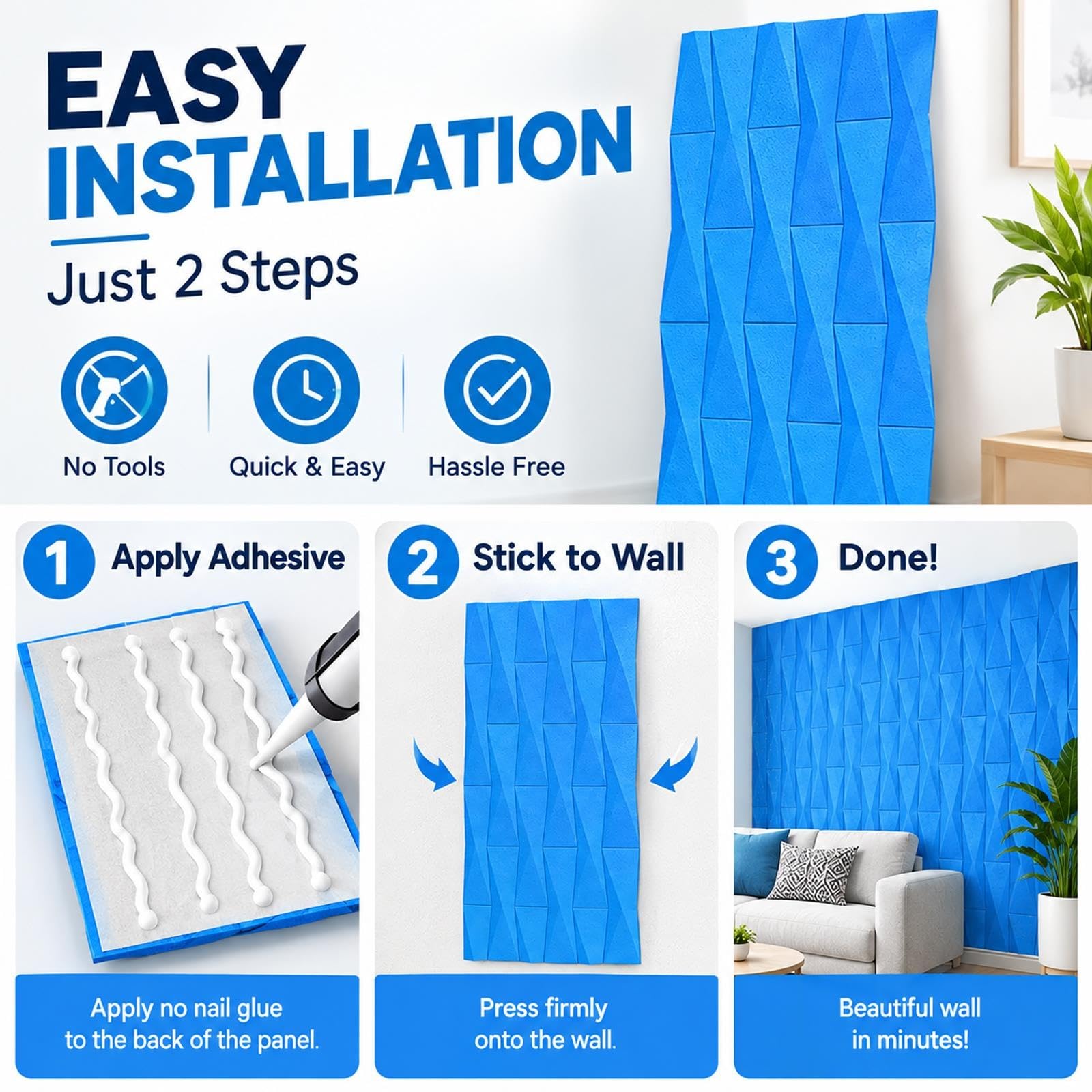 Paneles Decorativos para Pared 3D de PU, Recortables e Impermeables