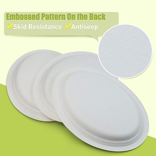 Miniatura 3 de Green Earth, 12.5 x 10 pulgadas, 125 unidades, platos compostables, bagazo natural (fibra de caña de azúcar), vajilla diaria  Desechable forma