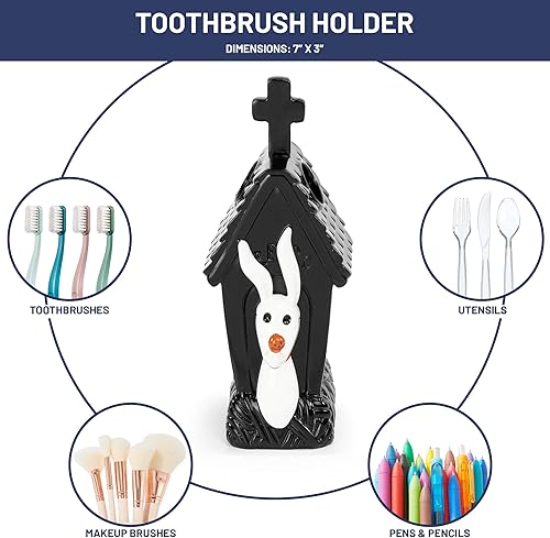 Miniatura 3 de Jay Franco Disney Nightmare Before Christmas - Accesorios de baño de 2 piezas de resina blanca y negra para decoración de baño, incluye soporte para