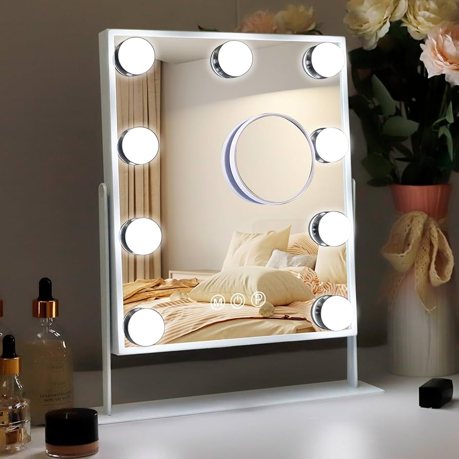 Amazon.co.jp: Fenair 化粧鏡 女優ミラー メイク 鏡 卓上 ライト