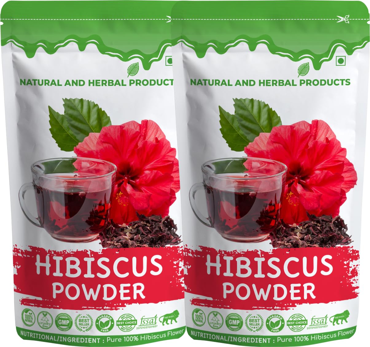 Herbal Hibiscus Powder For Tea, Rosa Sinensis(Shoeblackplant), Skin(Face), Hair Growth, Drinking(Weight Loss, Juice, Soap), Pure, Natural (100 Gram Pack 2) Organic Hibiscus Flower Powder For Eating