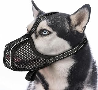 Muzzle for Large Dogs, Prevent Eating/Chewing/Biting, Breathable, Reflective, Adjustable Muzzle for Medium Dogs (Black-M) product image