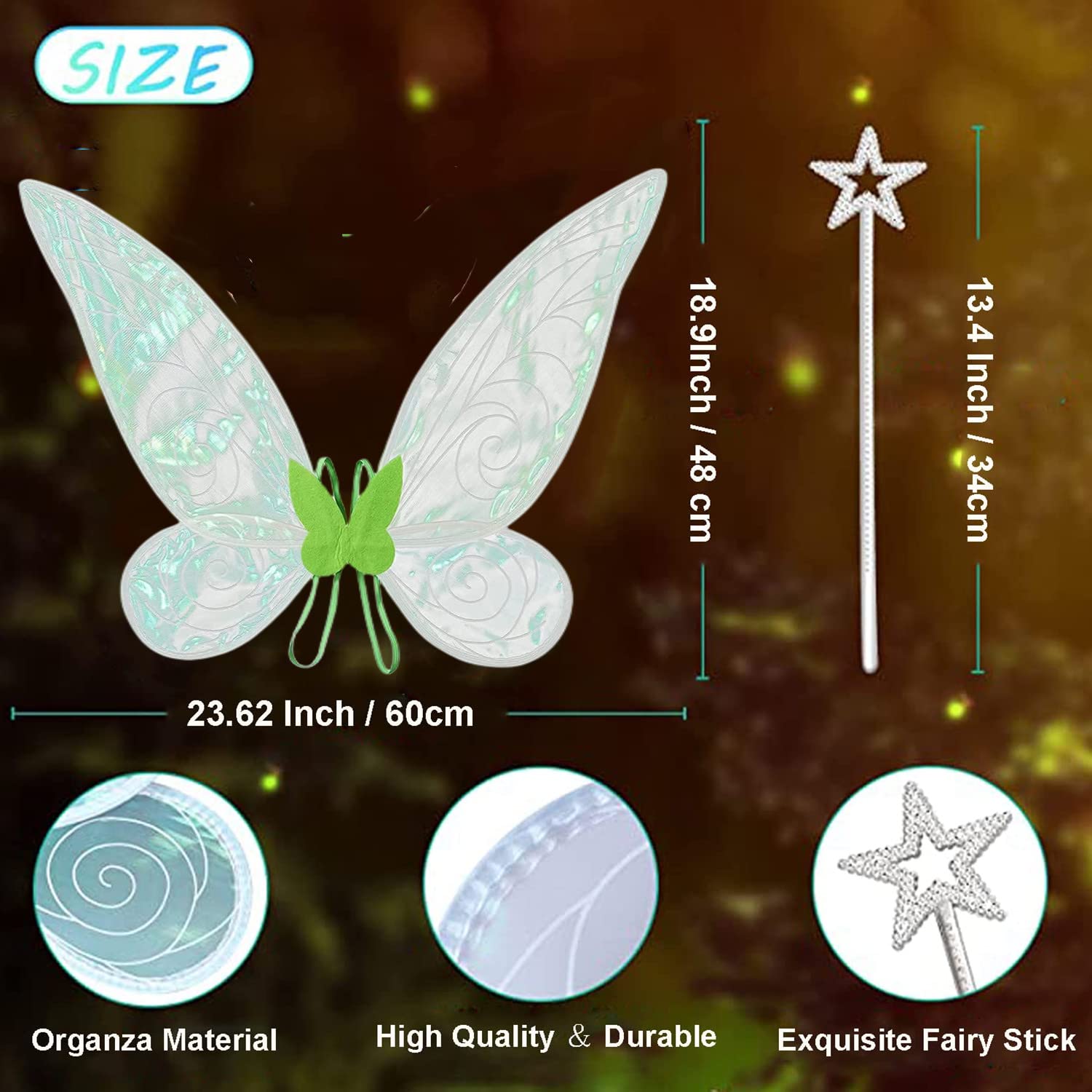 Generico Kids Fairy Wings for Angel Costume - Toys Dress Angel Role-Playing Accessories Fancy for Birthdays Children Halloween Theme Parties Carnival Christmas Mascarade