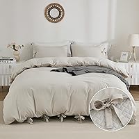 Vista 1 de annadaif Juego de funda de edredón beige Queen (90 x 90 pulgadas), 3 piezas (1 funda de edredón, 2 fundas de almohada), juego de funda de edredón