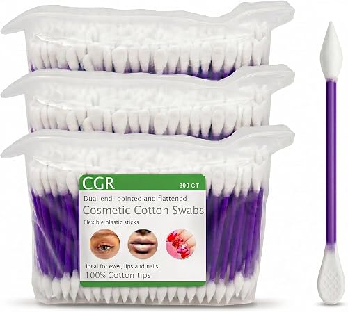 CGR 900pcs Precision Makeup Cotton Swabs, Pointed & Flat Tips, 3 Bags