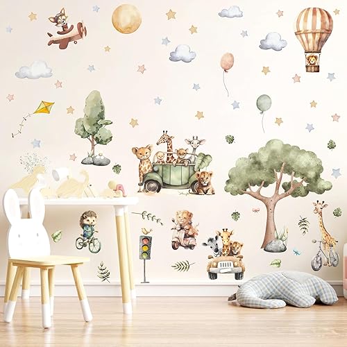 Miniatura 8 de Calcomanías de pared de animales de la selva, calcomanías de pared de dibujos animados para automóvil, calcomanías de pared de animales de