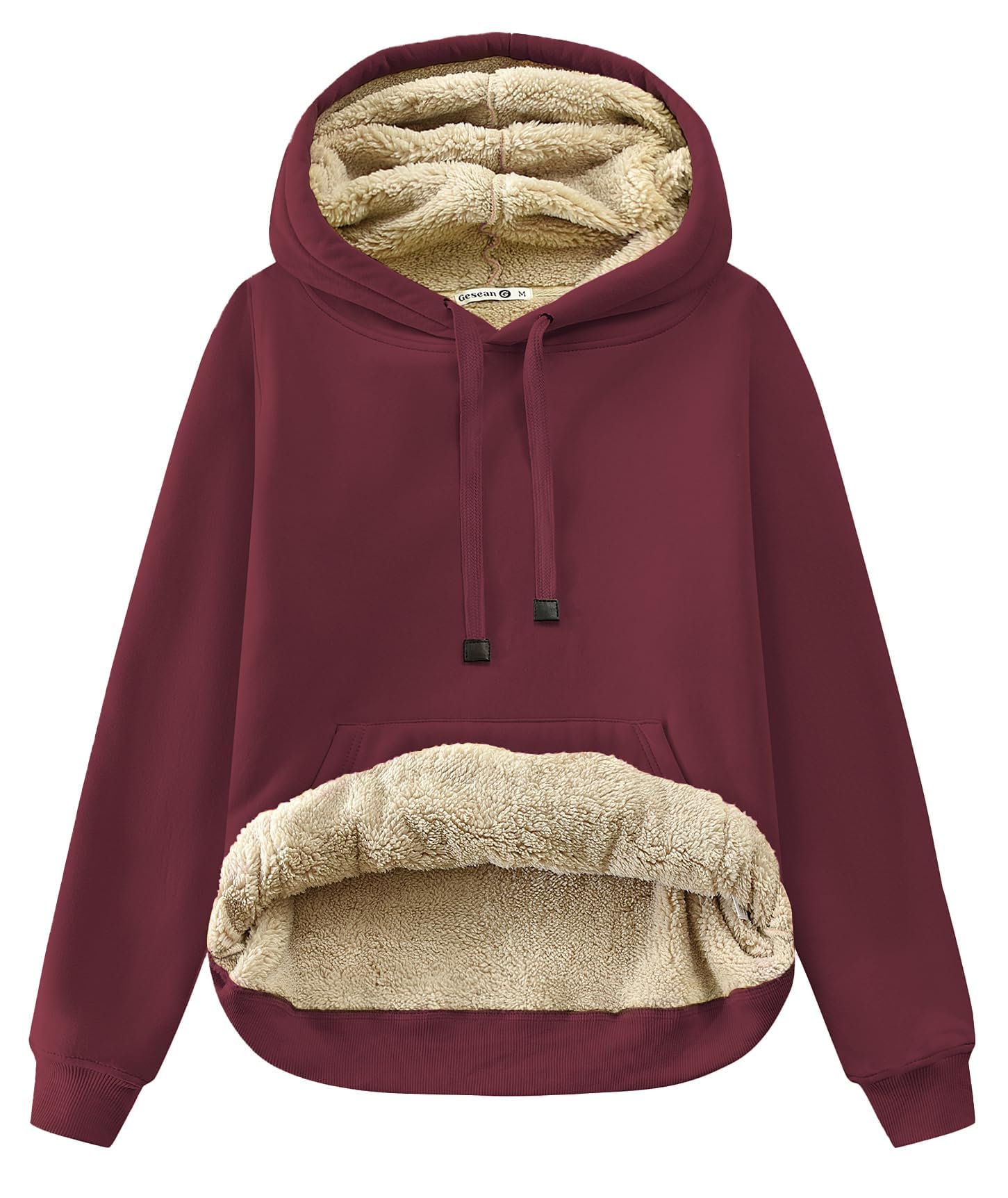 Women's Sherpa Cotton Pullover Sweatshirt Fleece Hoodie Kangaroo Hooded Pocket