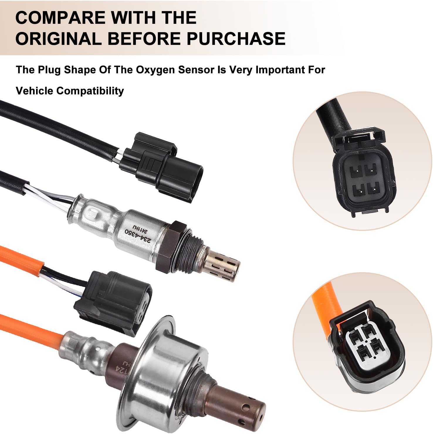Oxygen Sensor Upstream Downstream O2 Sensor Fits for Honda Civic 1.8L L4 2007-2011 - O2 Sensors Replace 234-9124 234-4350 Set of 2