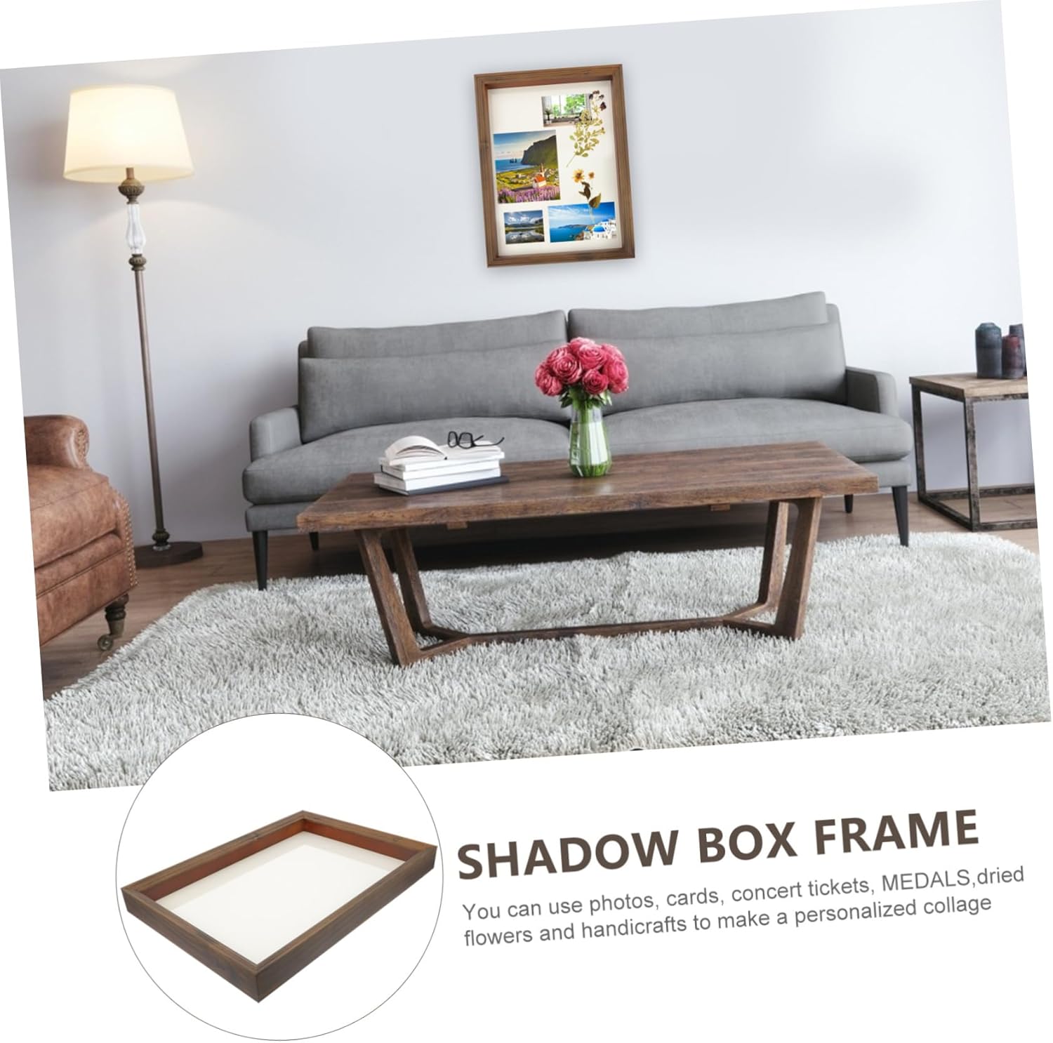 Box Photo Frame Wood Picture Frames Shadow Case Frame Office Picture Frames for Desk Plant Specimen Holder Photo Shadow Badges Display Shelf Wooden Vintage Butterfly Specimen A4
