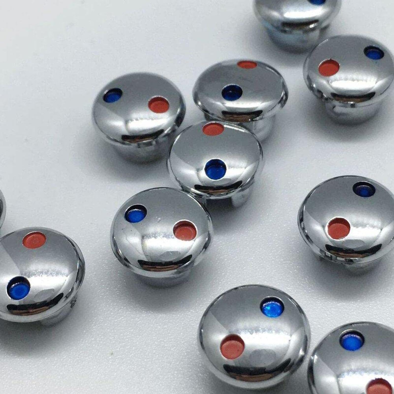 Indicadores de grifo, 20 unidades de indicadores de frío-calor para grifos, señales universales de frío-calor para lavabos de cocina y baño, repuesto para grifo, rótulos rojos y azules, botón de