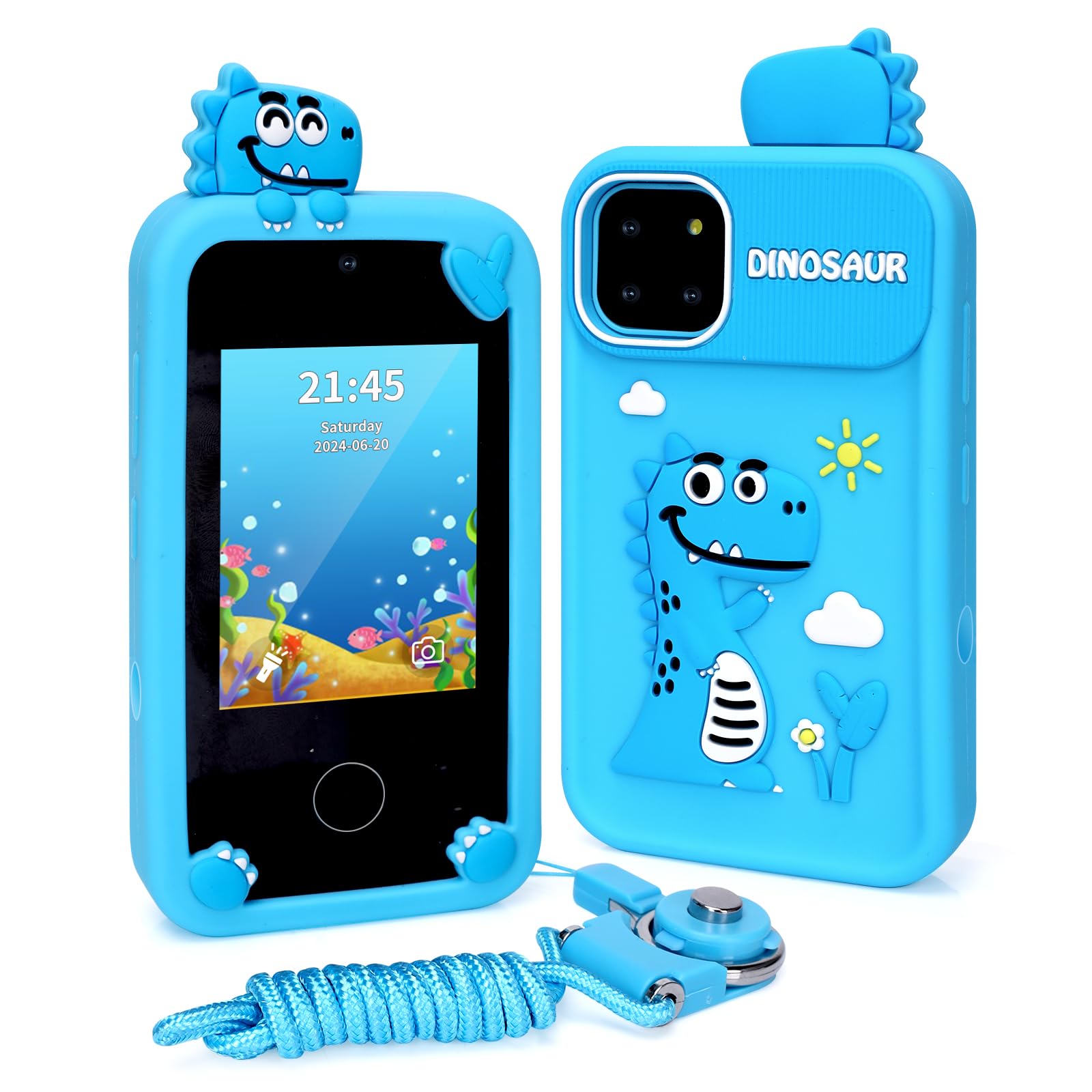 Fullove Regalos para niños: regalos para niños de 6 a 10 años, teléfono de aprendizaje para niños de 10 a 12 años, teléfono azul