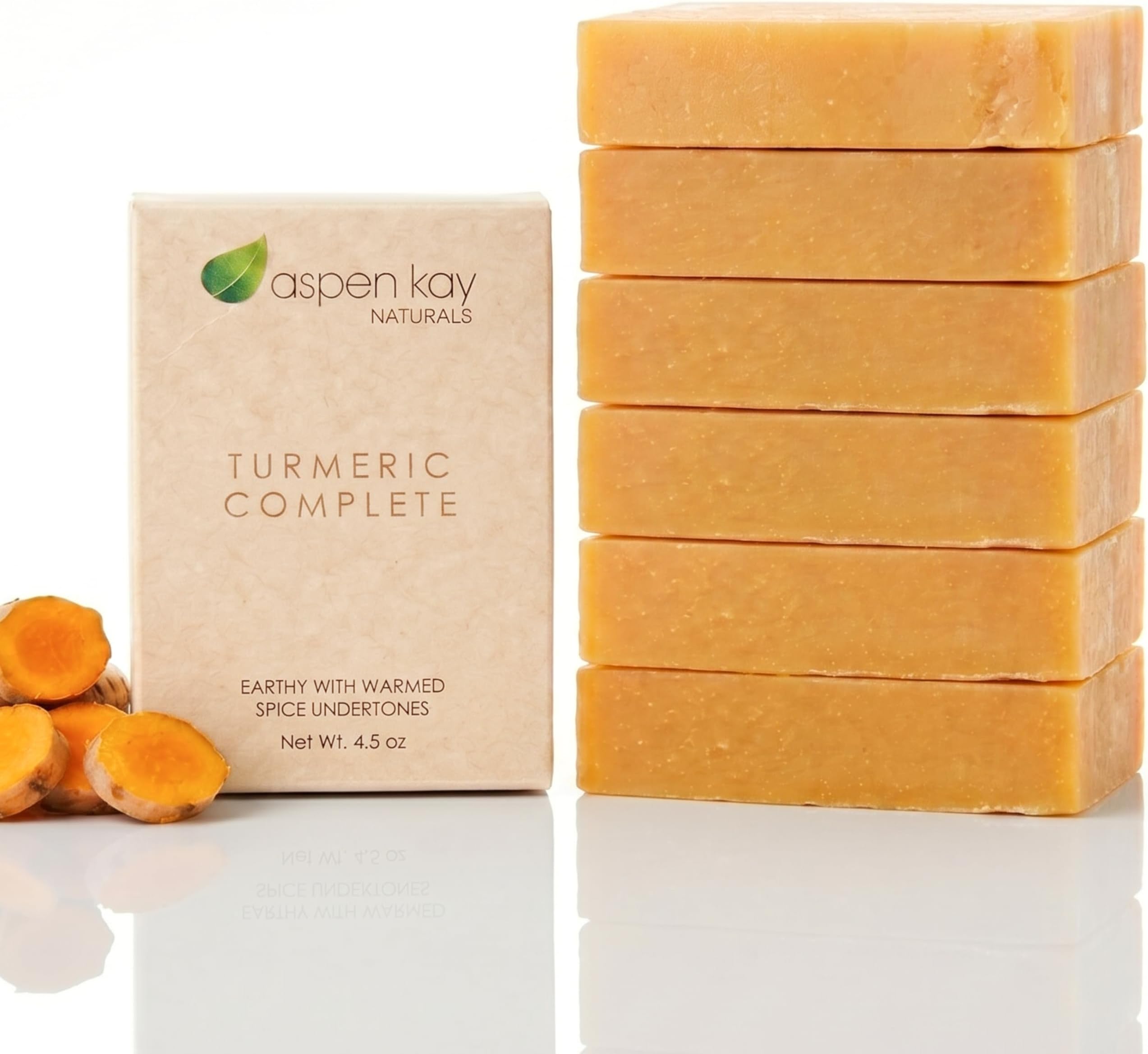 Turmeric Soap Bar for Face & Body – Handmade with Organic Shea Butter, Chamomile, Calendula – Gentle, Non-Drying Natural Face Wash for Sensitive Skin, All Skin Types, Made in USA 4.5 oz (6 Pack)