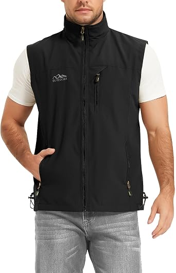 Flygo Mens Summer Lightweight Outdoor Vest Casual Utility Travel Work Fishing Hiking Photo Vest with Pockets