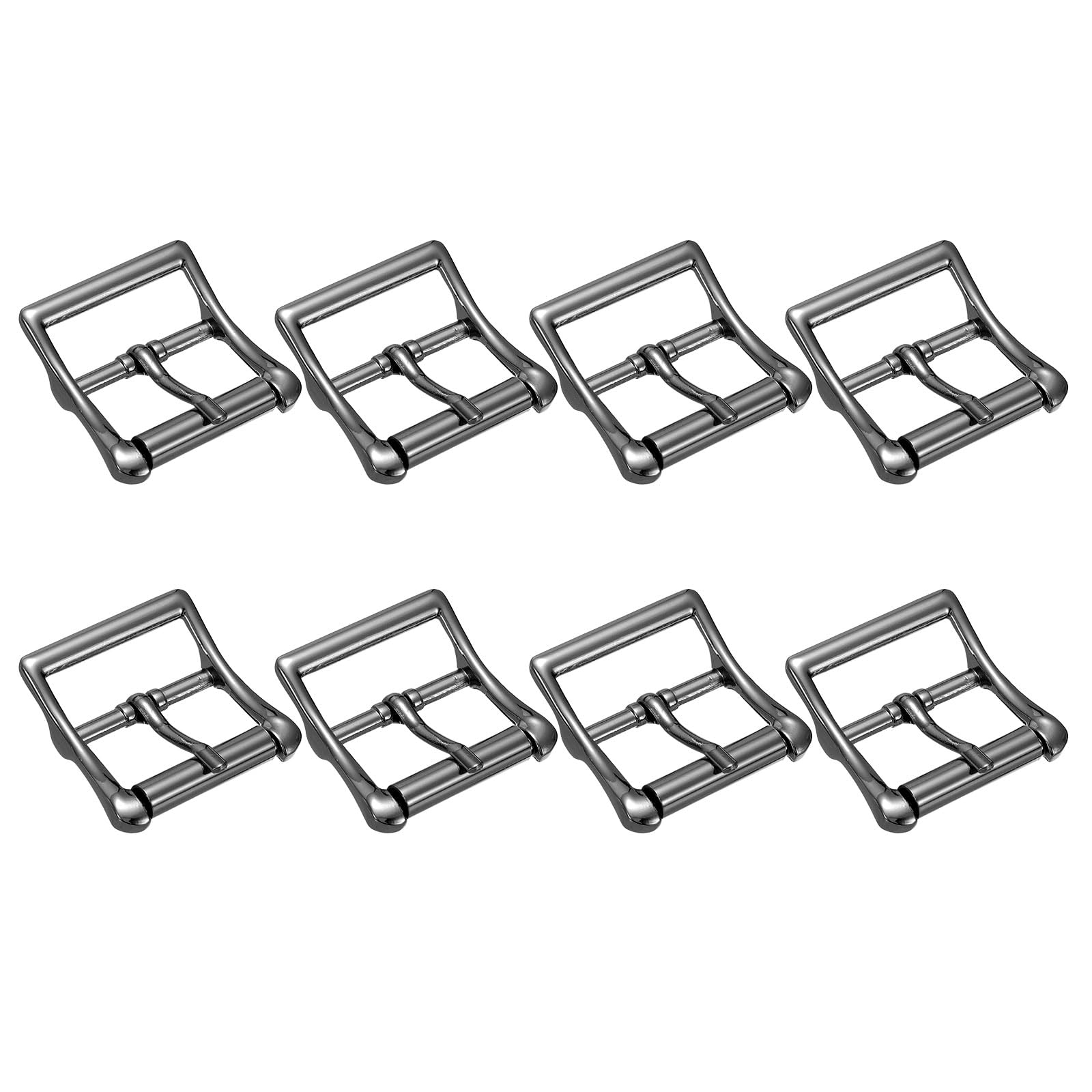 TIXIPEM 1.26 IN(32mm) Metal Roller Buckle [8Pcs] - Webbing Belts Center Bar Single Prong Buckle Use for Leather Bags Craft & Purse & DIY Accessories - [Black] Curved Loops Clasp