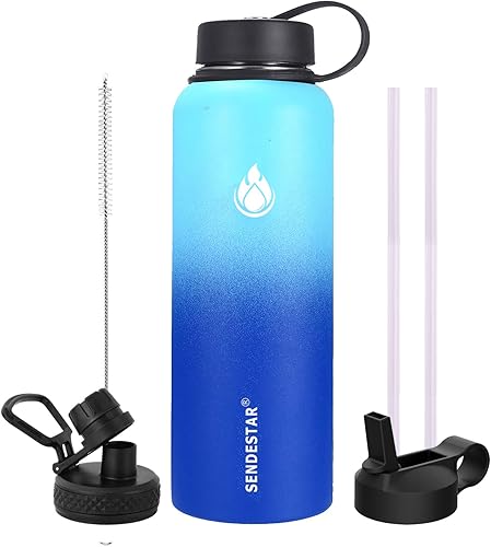 Miniatura 1 de Botella Sendestar de acero inoxidable, 2 o 3 tapas, 18 onzas, 24 onzas, 32 onzas, 40 onzas, 64 onzas, 87 onzas, doble pared aislada al vacío, a