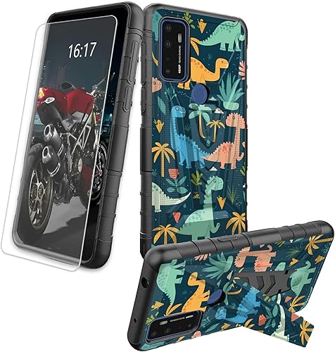 Miniatura 209 de AT&T Calypso 2 (U319AA) Funda con protector de pantalla de vidrio templado resistente con función atril integrado para debut de críquet, ciervo