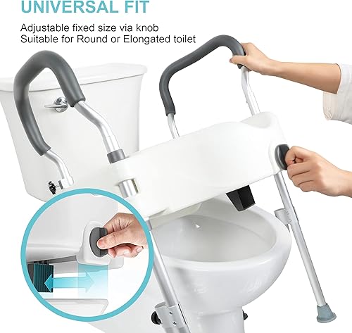 Miniatura 4 de Asiento de inodoro elevado, elevador de asiento de inodoro elevado con asas extra anchas, patas ajustables de altura para inodoros estándar