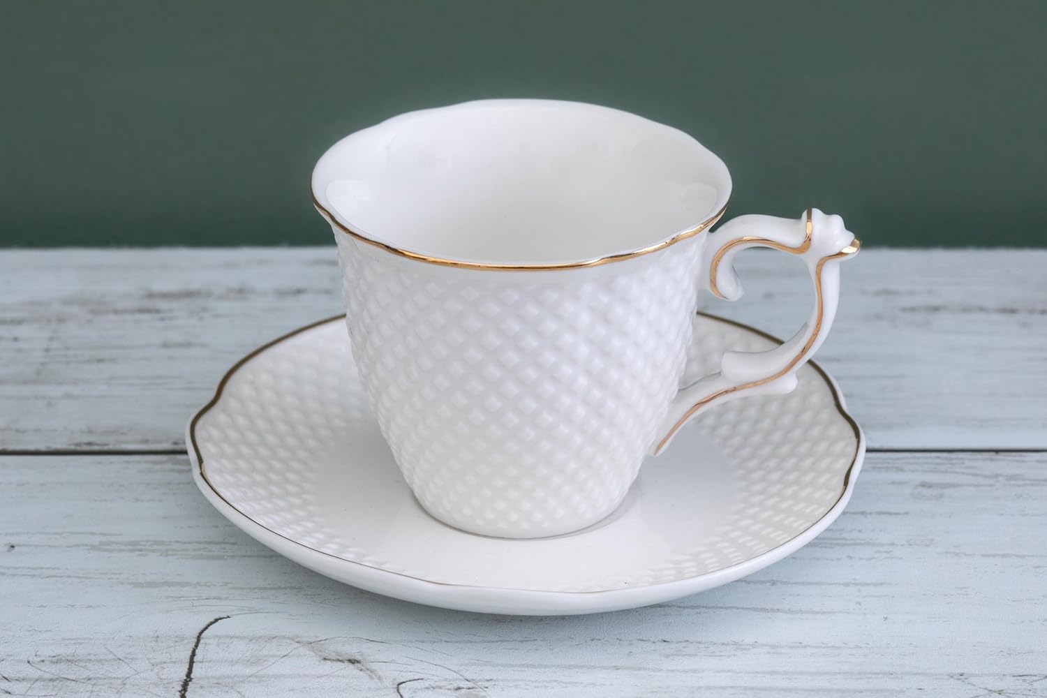 Royal Porcelain Elegant White Porcelain Espresso Coffee Cups and Saucers - 12 Piece, 3 oz Mini Cup Set with Gold Rim, Perfect for Coffee Bars, Kitchen, Espresso Machines
